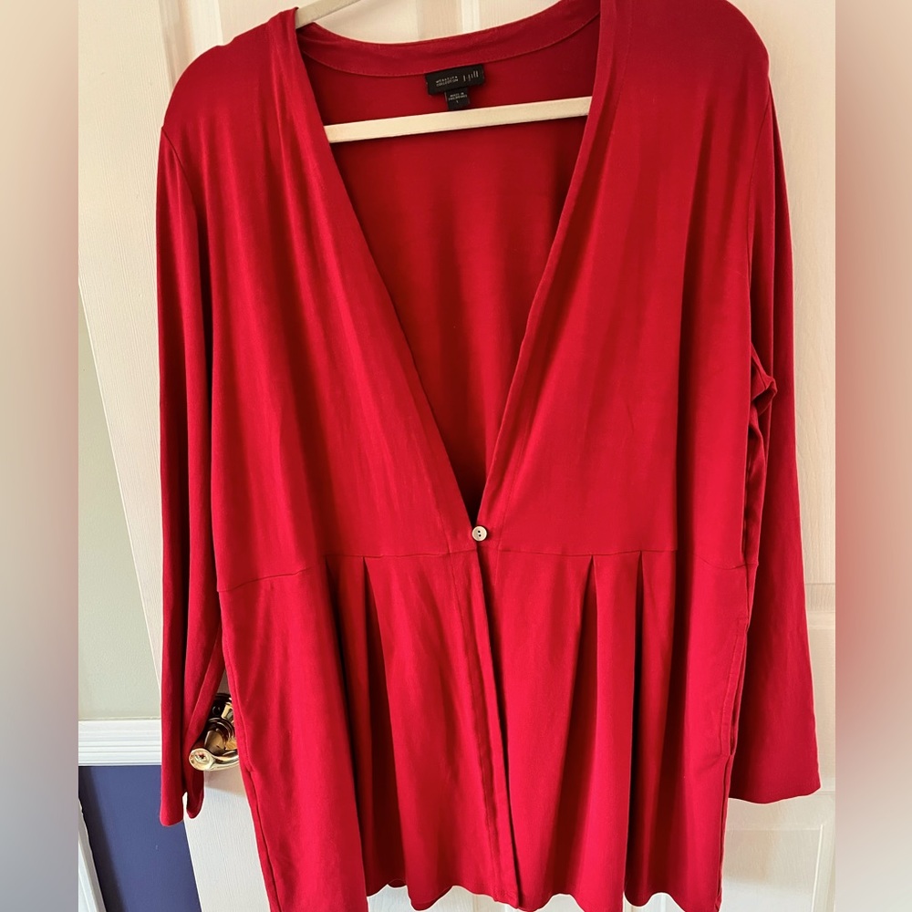 J.Jill- Rayon jacket with 2 pockets. Flattering pleats- Large
